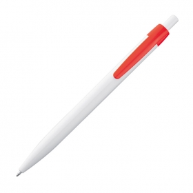 White plastic ballpen with coloured clip;1865605