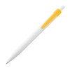 White plastic ballpen with coloured clip; cod produs : 1865608