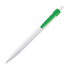 White plastic ballpen with coloured clip;1865609