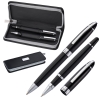 CrisMa writing set with ballpen and rollerball in a black case with decorating stitching.; cod produs : 1870603