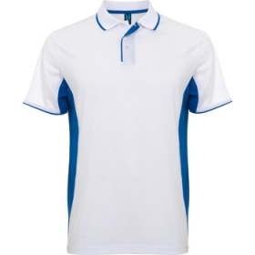 Tricou polo cu mÃ¢necÄƒ scurtÄƒ, special pentru sport. Din material combinat Ã®n douÄƒ culori. Guler cu nasturi, bandÄƒ pentru acoperirea cusÄƒturii È™i fantÄƒ Ã®n contrast.  Material respirabil, ce se spalÄƒ È™i se usucÄƒ uÈ™or. ;0421_0105