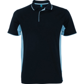 Tricou polo cu mÃ¢necÄƒ scurtÄƒ, special pentru sport. Din material combinat Ã®n douÄƒ culori. Guler cu nasturi, bandÄƒ pentru acoperirea cusÄƒturii È™i fantÄƒ Ã®n contrast.  Material respirabil, ce se spalÄƒ È™i se usucÄƒ uÈ™or. ;0421_5510