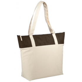 Jute and Cotton Zippered Tote;12018301